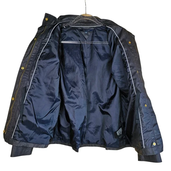 Tommy Hilfiger Women's Navy Waxed Utility Jacket With Cinchable Waist - Picture 7 of 12